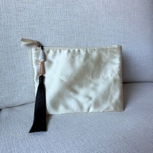 Elegant Cream Satin Clutch with Tassel